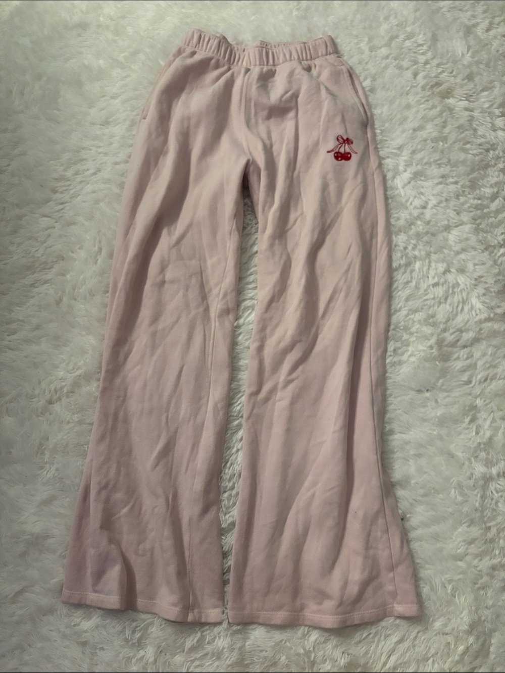 Hollister Light Pink Cherry Embroidered Sweatpants